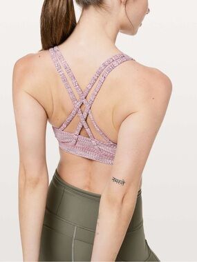 lululemon athletica Energy Jaquard Arrow Antique Bark Copper Coil Lavender Bra